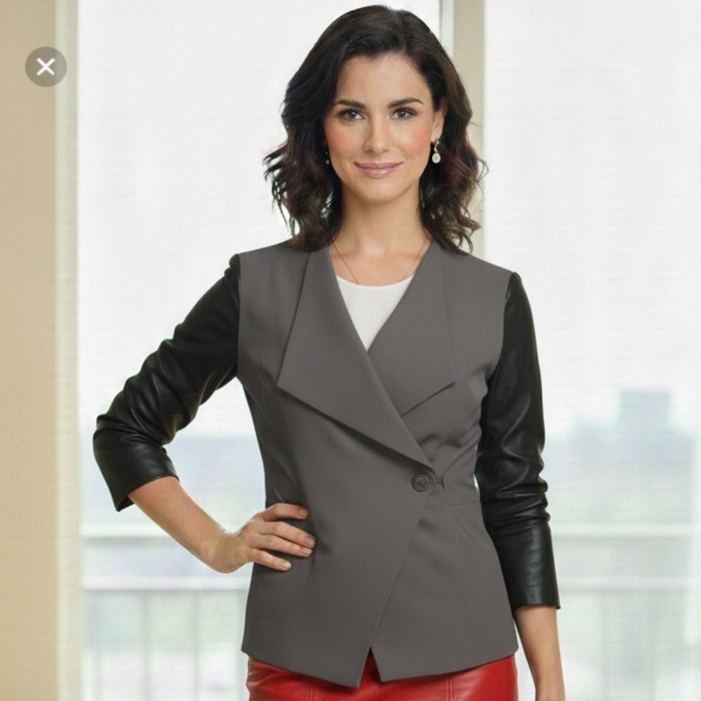 Aqua cotton/leather jacket size S